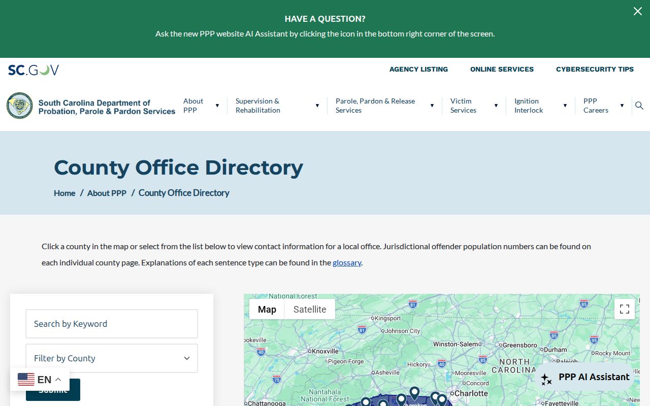 Horry County parole and probation office directory selection